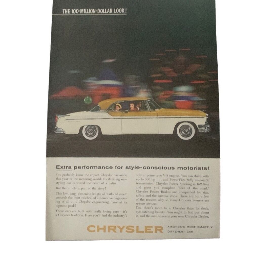 Vintage 1955 Chrysler Performance and Style Ad Advertisement